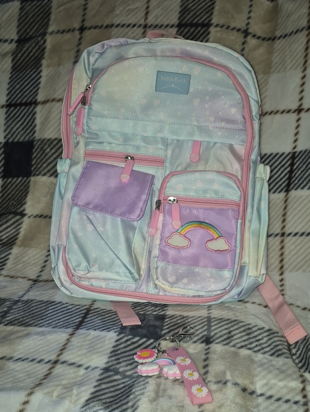 Brand New KiddoBack and matching keychain - Pink & Purple